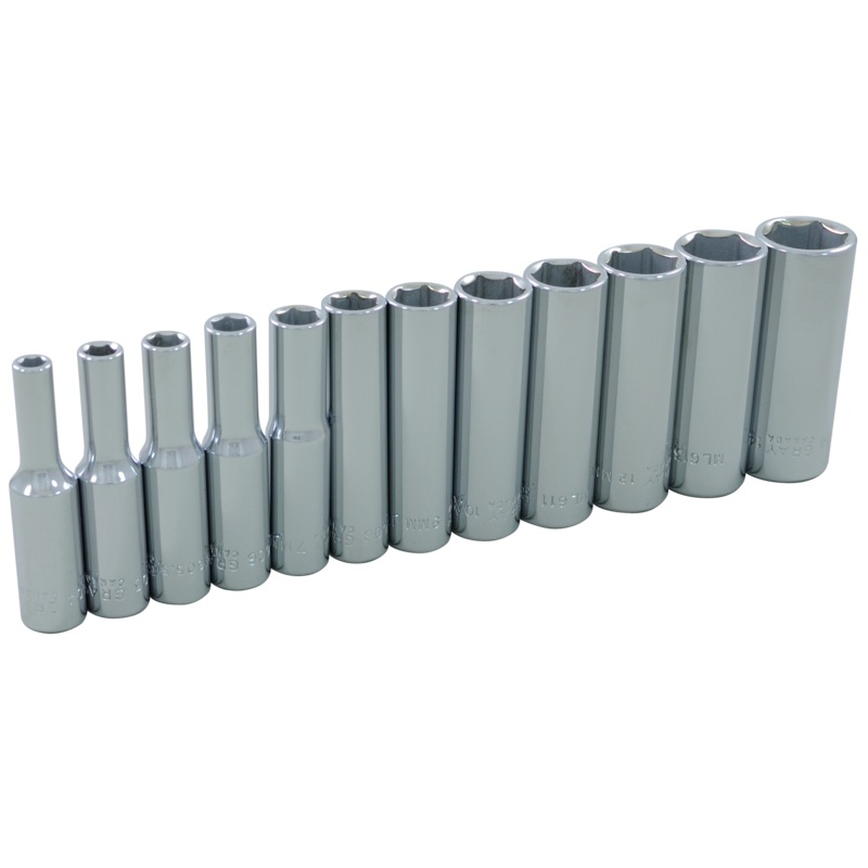 1/4" Dr. 12 Piece 6 Point Deep Metric Socket Set