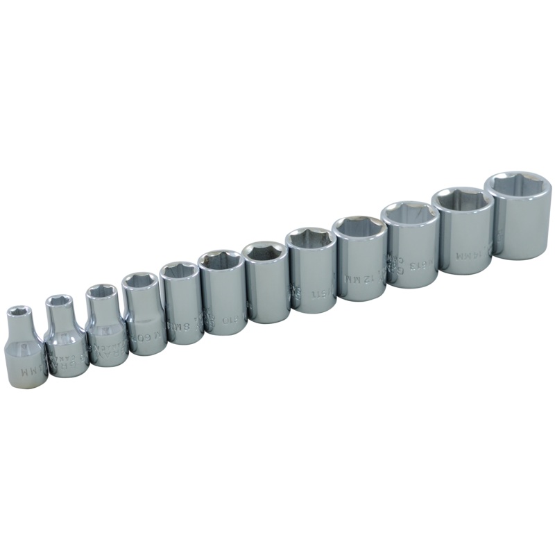 1/4" Dr. 12 Piece 6 Point Standard Metric Socket Set