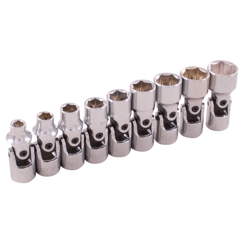 1/4" Dr. 9 Piece 6 Point Standard Metric Universal Joint Socket Set