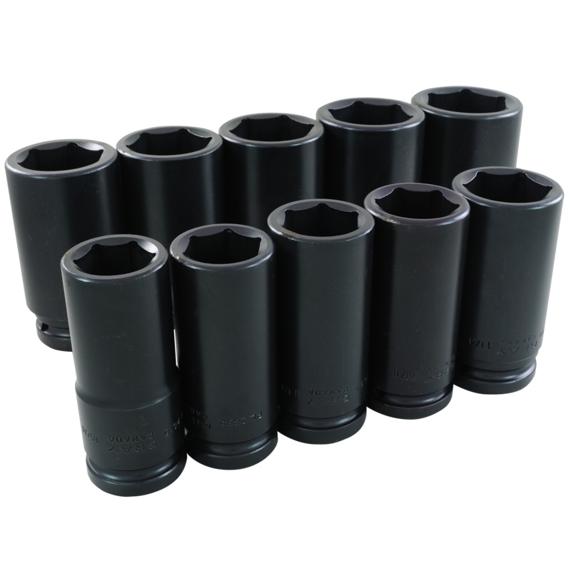 3/4" Dr. 10 Piece 6 Point Deep SAE Impact Socket Set