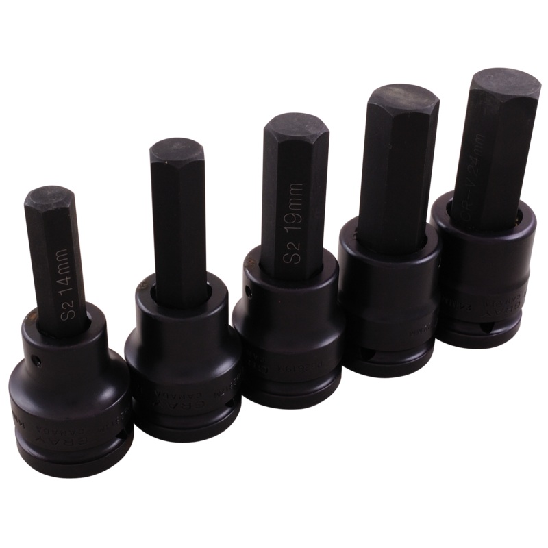 3/4" Dr. 5 Piece Metric Impact Hex Head Socket Set