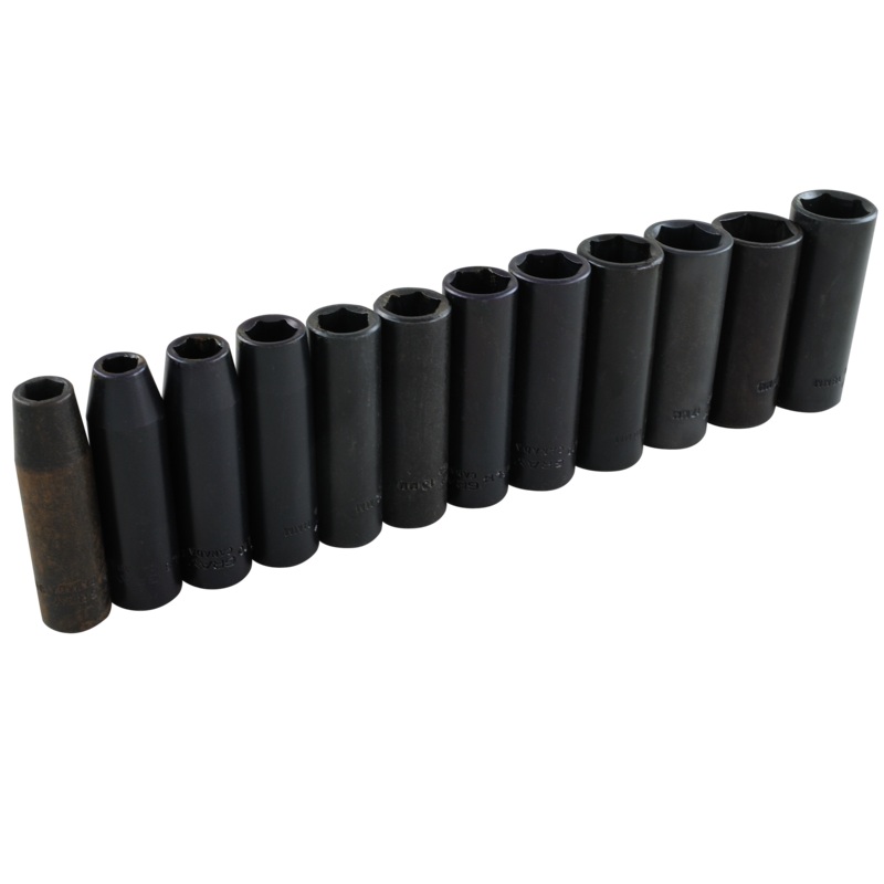 3/8" Dr. 12 Piece 6 Point Deep Metric Impact Socket Set