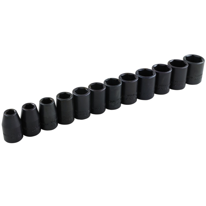 3/8" Dr. 12 Piece 6 Point Standard Metric Impact Socket Set