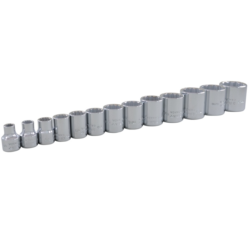 3/8" Dr. 13 Piece 12 Point Standard SAE Socket Set