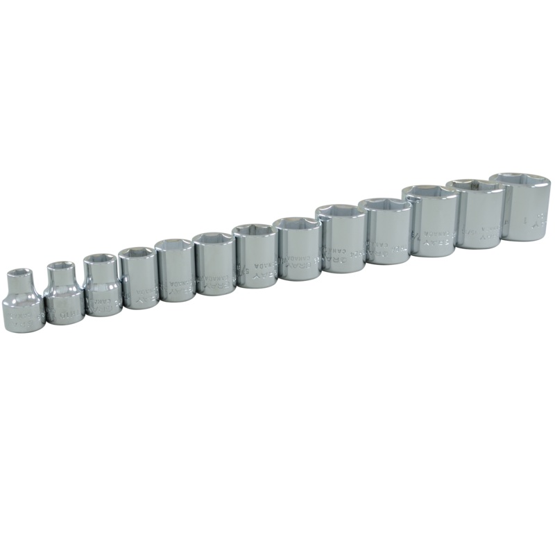 3/8" Dr. 13 Piece 6 Point Standard SAE Socket Set