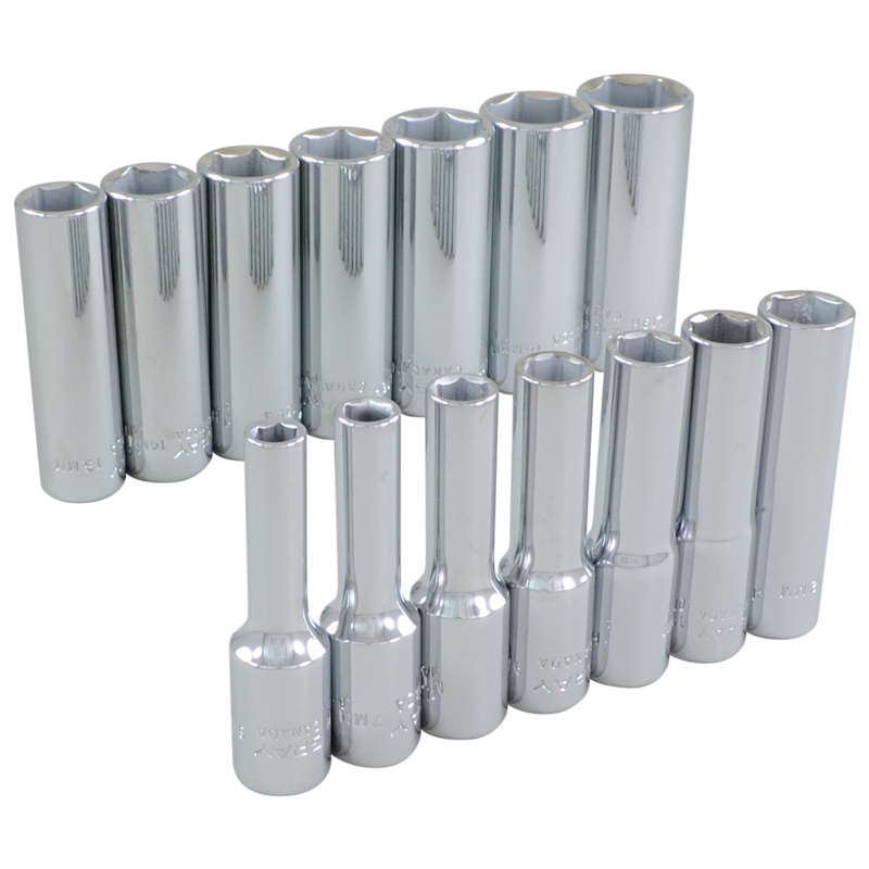 3/8" Dr. 14 Piece 6 Point Deep Metric Socket Set