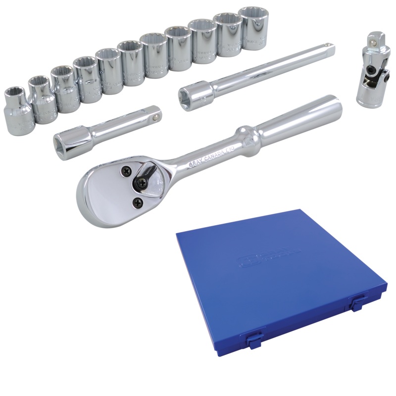 3/8" Dr. 15 Piece 12 Point Standard Metric Socket Set