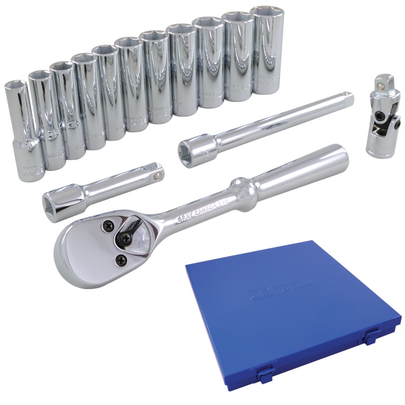 3/8" Dr. 15 Piece 6 Point Deep Metric Socket Set