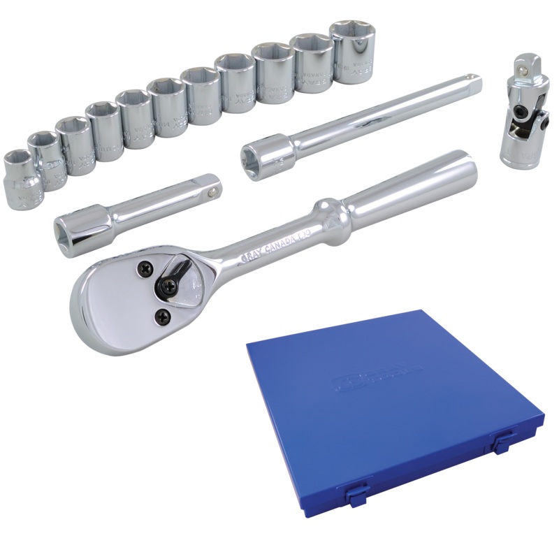 3/8" Dr. 15 Piece 6 Point Standard Metric Socket Set