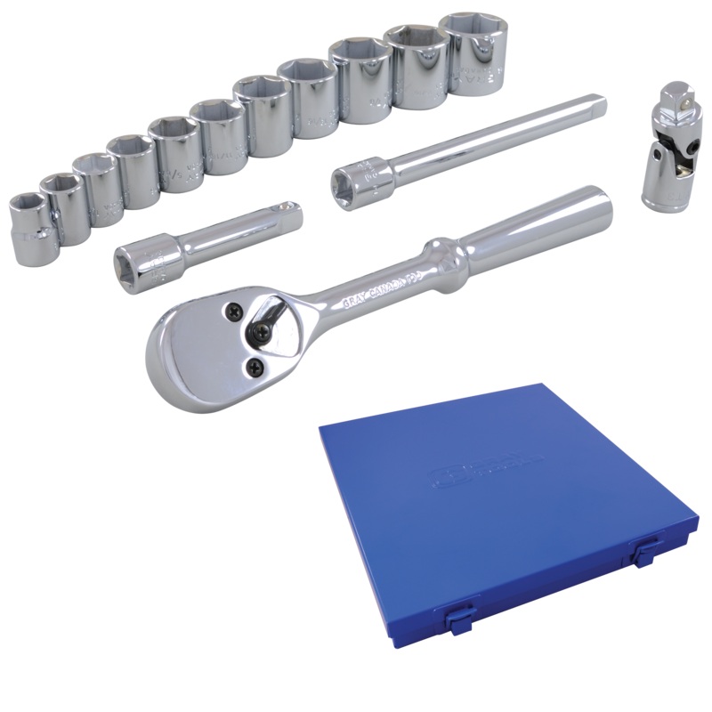 3/8" Dr. 15 Piece 6 Point Standard SAE Socket Set