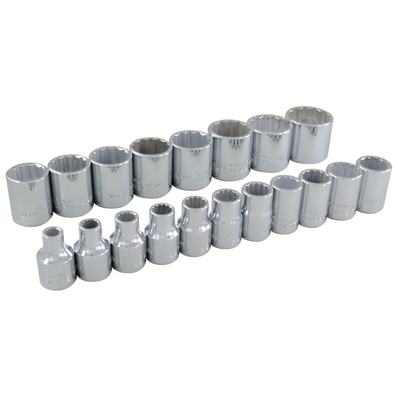 3/8" Dr. 19 Piece 12 Point Standard Metric Socket Set