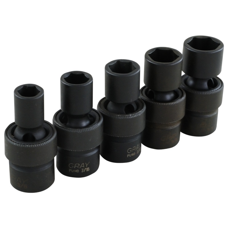 3/8" Dr. 5 Piece 6 Point SAE Impact Universal Joint Socket Set