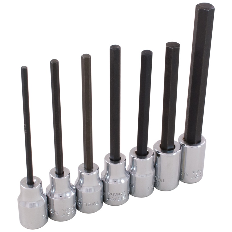 3/8" Dr. 7 Piece SAE Extra Long Hex Head Socket Set