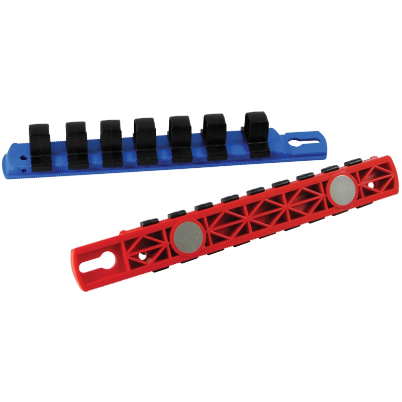 1/2" Drive Socket Organizers With Magnetized Rails for Metric Sockets - Blue