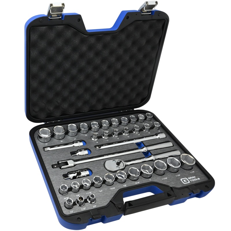 1/2" Dr. 38 Piece 6 Point SAE & Metric Socket & Attachment Set