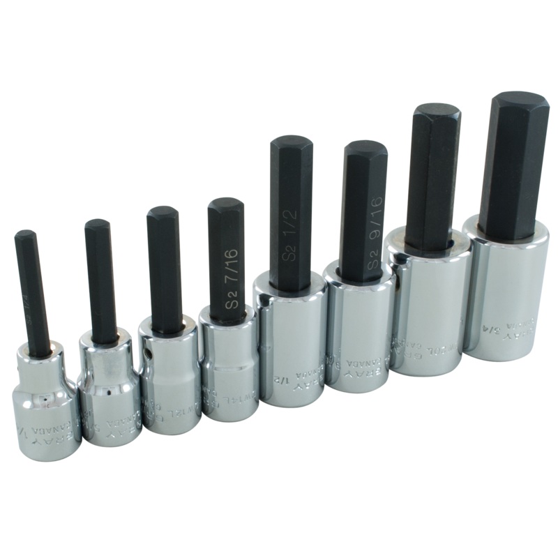 1/2" Dr. 8 Piece Hex Head SAE Socket Set