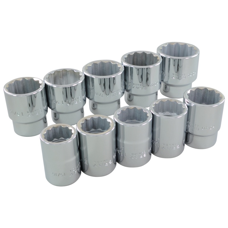 3/4" Dr. 10 Piece 12 Point Standard SAE Socket Set