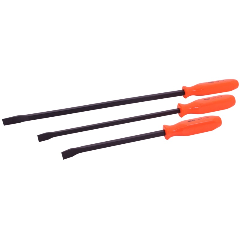 3 Piece Florescent Orange Handled Pry Bar Set with Black Oxide Blades