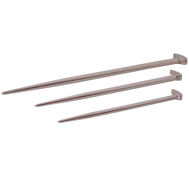 3 Piece Rolling Head Pry Bar Set Nickel Plated Finish