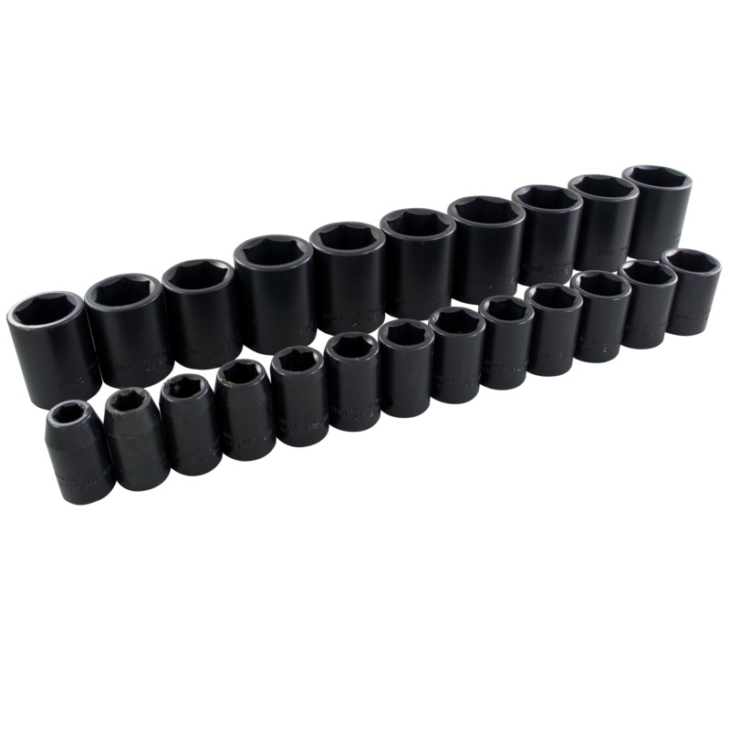 1/2" Dr. 23 Piece 6 Point Standard Metric Impact Socket Set
