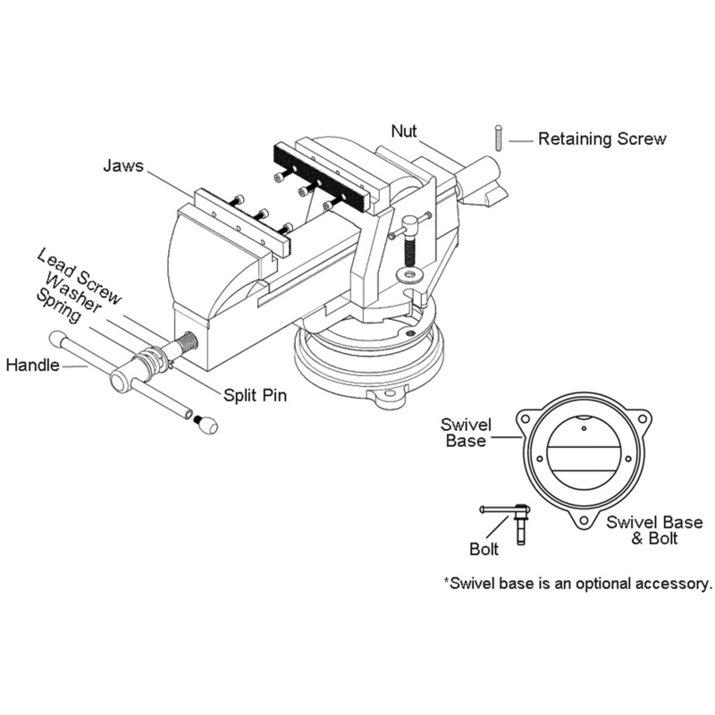 Ductile Iron Series Mechanics Vise Replacement Parts - (VS3A thru VS8A)