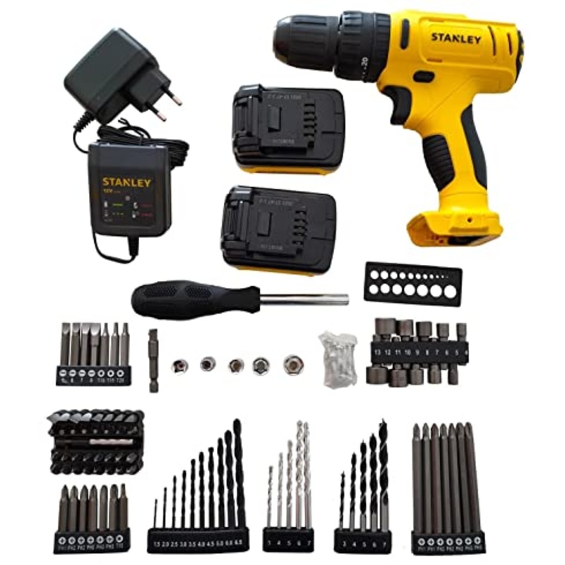 Stanley SCH121S2KA-B1 12V Hammer drill with 100 pcs Accessories
