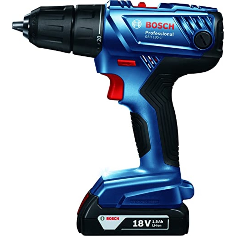 Bosch GSR 180-LI Professional Cordless Drill/Driver for Wood, Steel 13mm 18V 2, Gear Variable Speed, Battery Cell Protection, Lithium Ion