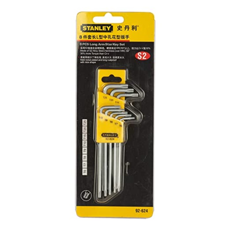 Stanley 92-624 8PC,LONG L-TYPE TAMPERPROOF TORX, HEXKEY