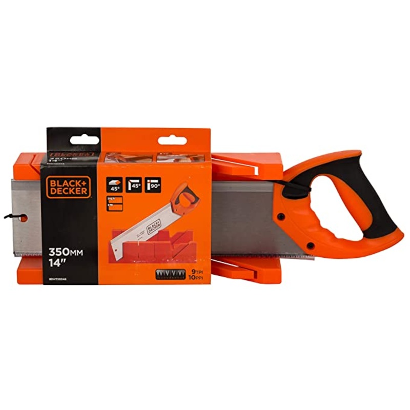BLACK+DECKER BDHT20346 Steel Mitre Box with Saw For Professional & DIY Use-350mm