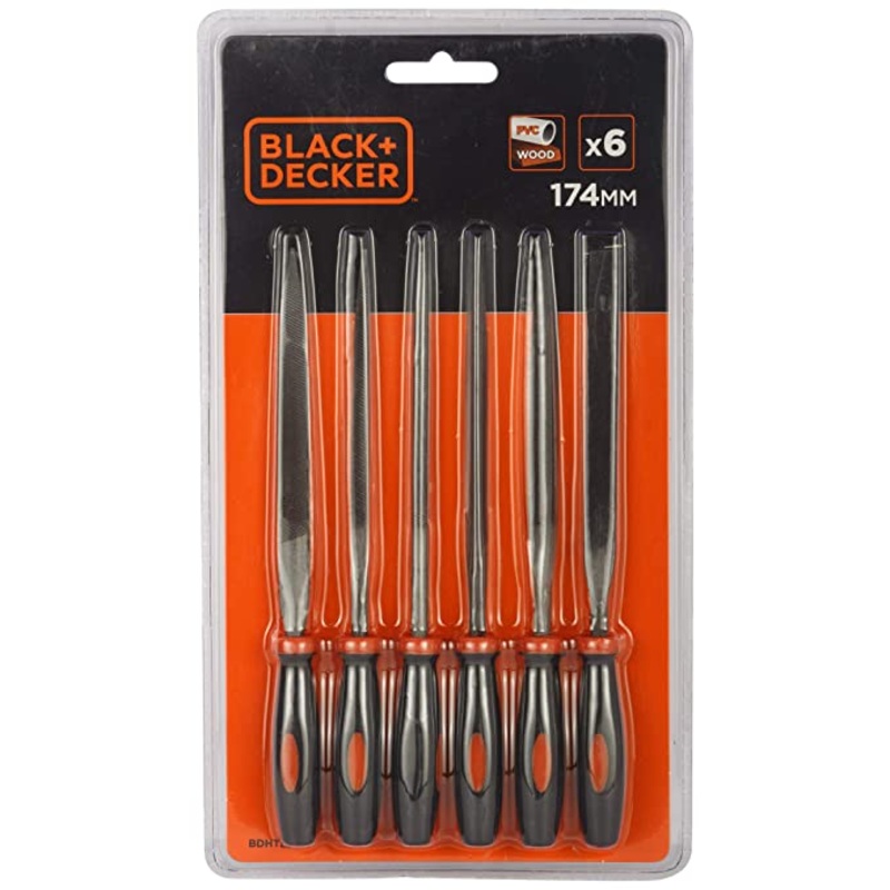BLACK+DECKER BDHT22148 174mm Steel Needle File Set (6 PCS)