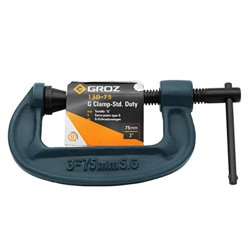 GROZ G Clamp with unbreakable body| Ideal for Variety of Metal and Woodworking Applications| Textured Powder Coated Finish| Capacity: 100 mm| Throat Depth:59 mm| Frame Proof Load:545 Kgs| GCL/13D/100