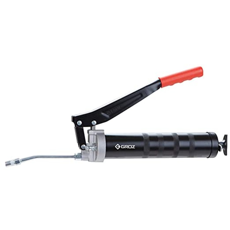 GROZ Lever Grease Gun Double Piston with 3X Output Mechanism| Ideal for Voluminous and Frequent Greasing Applications| Discharge upto 2.4 gm/stroke| Comes with 6 Steel Extension and Coupler | G2R/B
