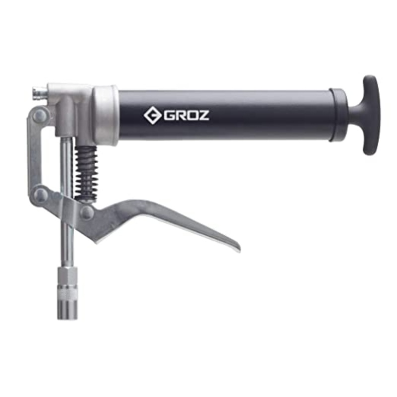 GROZ Mini Pistol Grease Gun with pull type operating mechanism| Dual discharge port for versatile Use | Discharge upto 0.40 gm/stroke. | Comes with 4 steel extension & coupler | G-16/B