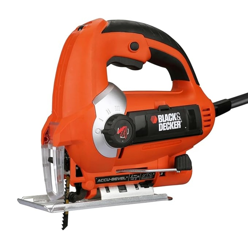 BLACK+DECKER KS900EKX 600W Corded Variable Speed Slightline Autoselect Pendulum Jigsaw with Kitbox and 10 blades included to Cut High Density Materials