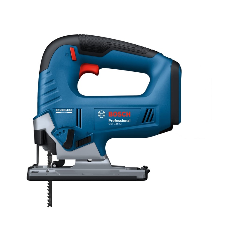 Bosch GST 185-Li Professional Cordless Jigsaw, 18V, 125 mm Cutting Depth, Dust Extraction, 2 kg + Carrying case, 1 x jigsaw blade (Solo Tool - 18V Batteries & Charger sold seperately)