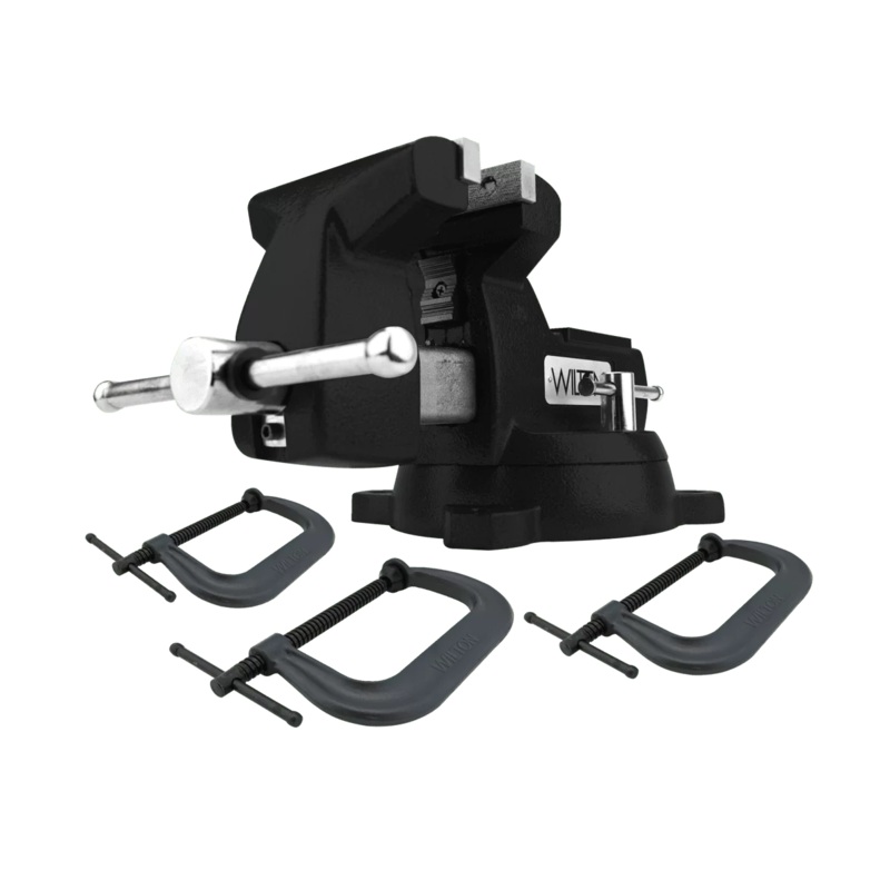 WILTON Holding Strong Kit, Black 746 Mechanic's Vise, & 3 PC. 400 Series C-Clamp Set