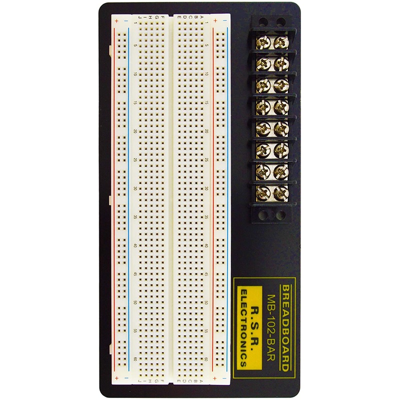 830 Point Solderless Breadboard with 8 Position Terminal Block (MB102-BAR)