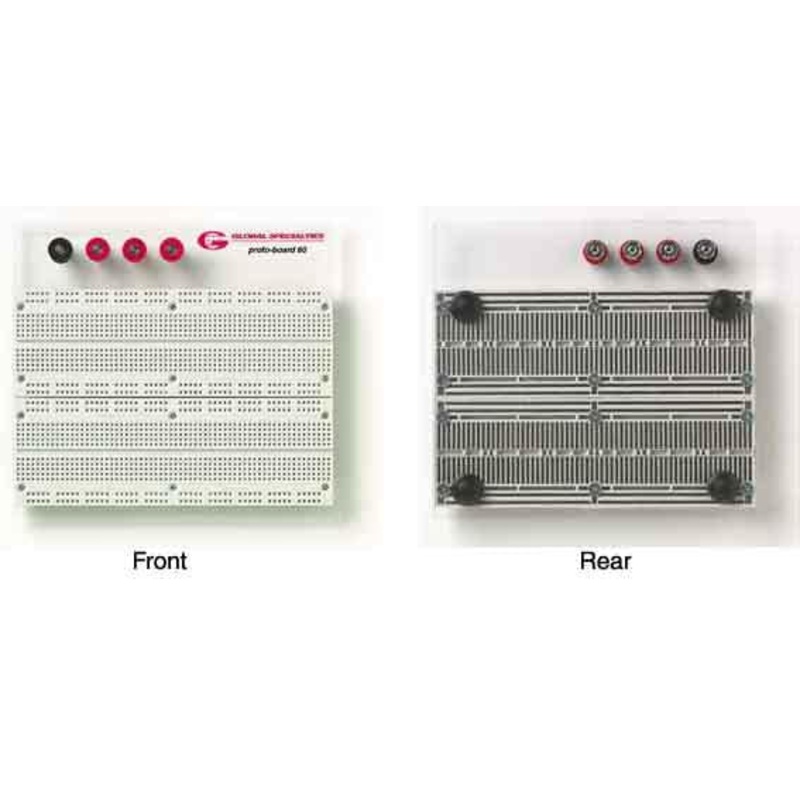 Global Specialties Transparent Proto-Board Model PB60 1,680 tie points, 4 binding posts