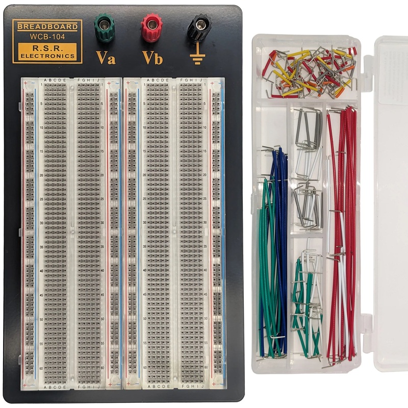 Premium 1,660 Tie Point Solderless Clear Breadboard with 140 Piece Jumper Wire Kit, 3 Binding Posts, Metal Backing (8.7" x 5.9")