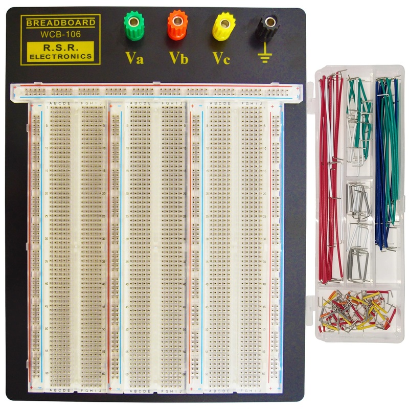 Premium Solderless Clear Breadboard with 70 Piece Jumper Wire Kit - 2,390 Tie Points, 9.4" x 7.7", 4 Binding Posts