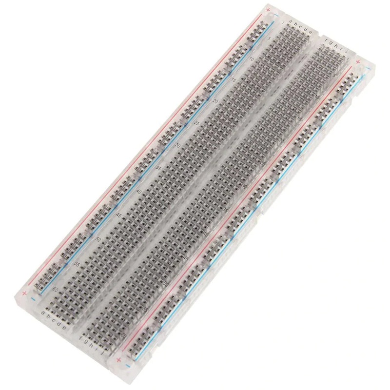 Premium Solderless Clear Plug-In Breadboard 830 Tie Points, 6.5" x 2.1" - ROHS Compliant
