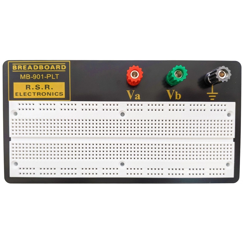 RSR Premium Breadboard with Metal Plate, 840 tie points, 3 binding posts, phosphor bronze contacts