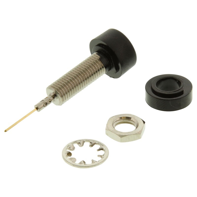 Banana Test Connector, Jack, Panel Mount Model - 4005-0, 3 A, 2.5 kV, Nickel Plated Contacts, Black