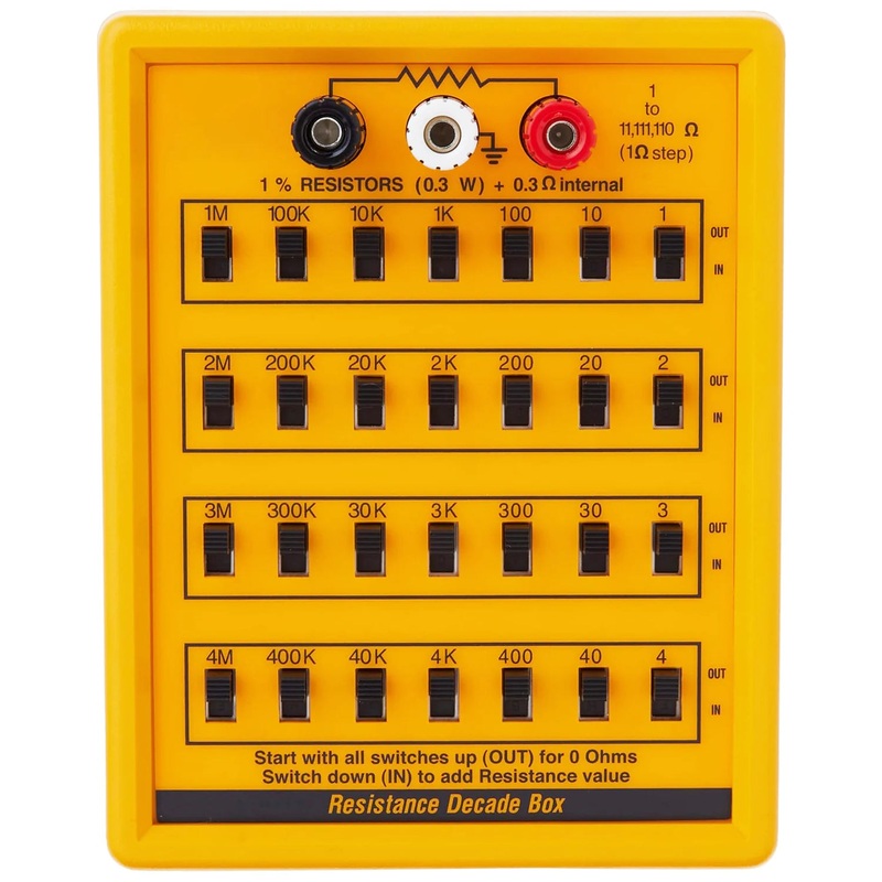 Resistance Decade Box, Seven Decades, 1 Ohm to 11 Meg (1 per Step)