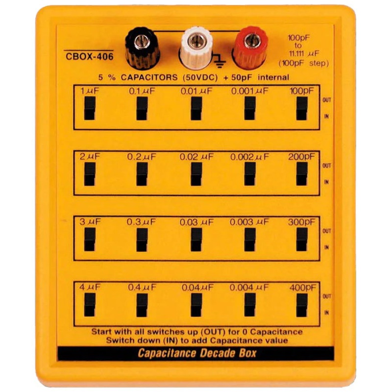 Capacitance Decade Box, Five Decades, 100pF to 11.111uF (100pF per step)