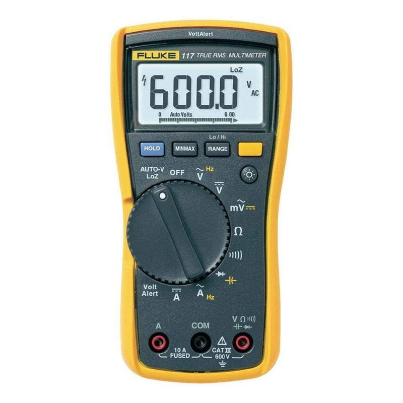 Fluke Digital Multimeter Autoranging, True RMS, Backlight,AC/DC-10amps Model 117