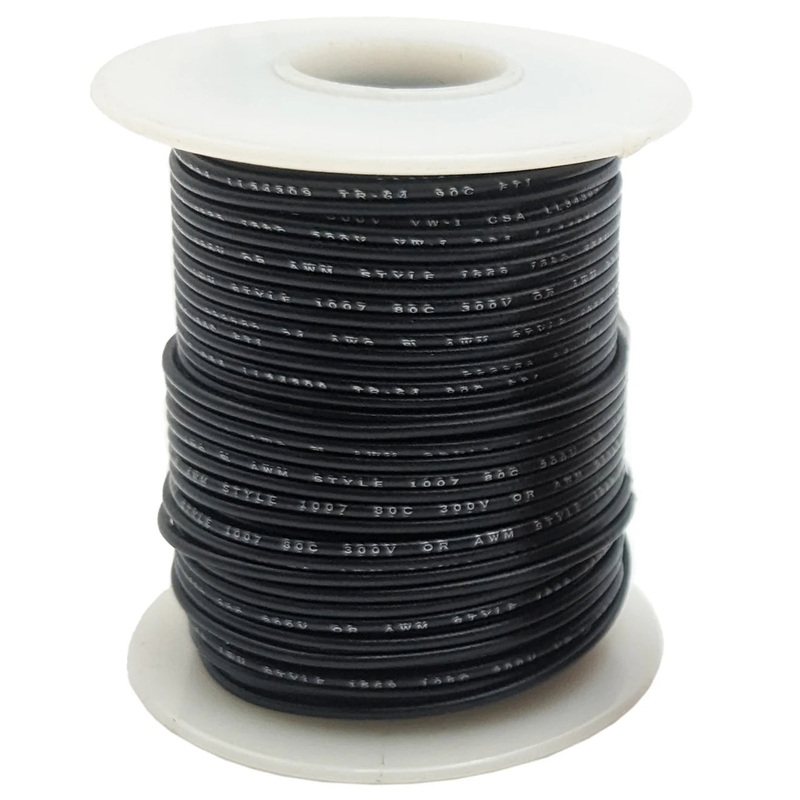 100 Feet Black 24 Gauge Stranded Hook-Up Wire, Tinned Copper, PVC Insulation (Shade May Vary), 300 Volts