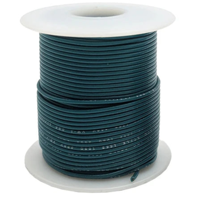 100 Feet Green 24 Gauge Solid Hook-Up Wire, Tinned Copper, PVC Insulation (Shade May Vary), 300 Volts