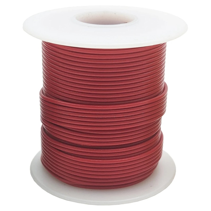 100 Feet Red 24 Gauge Solid Hook-Up Wire, Tinned Copper, PVC Insulation (Shade May Vary), 300 Volts