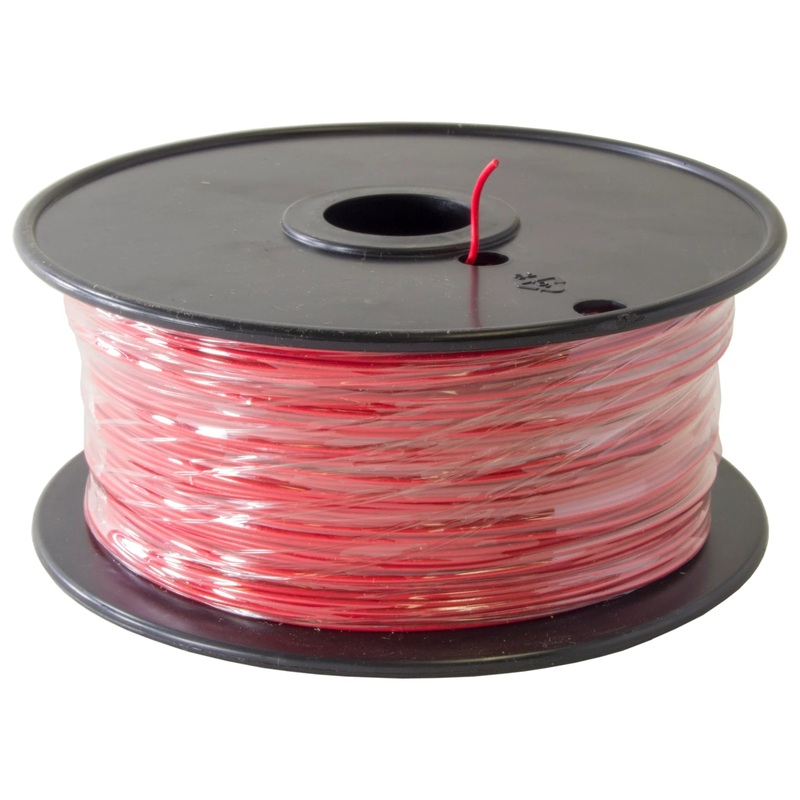 1000 Feet, 22 Gauge Solid Hook Up Wire - Red, 300 Volts